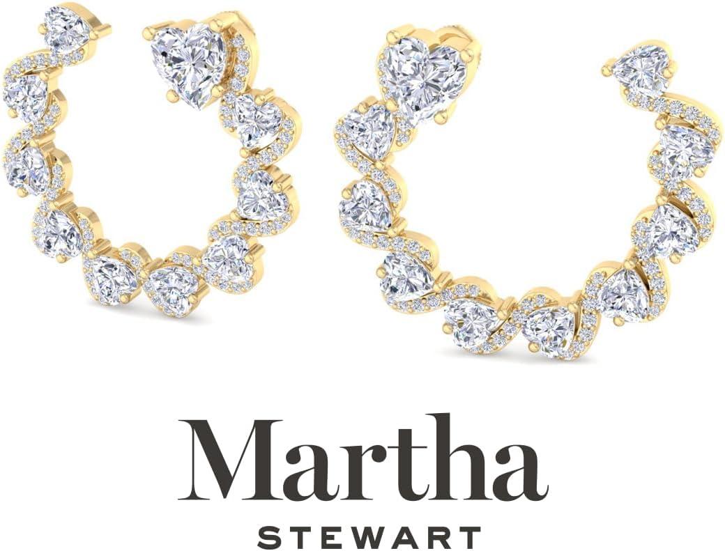 imageMartha Stewart 5 Carat Lab Grown Diamond Hoop Earrings Heart Shape 14K Gold Diamond Hoop Earrings for Womenyellowgold