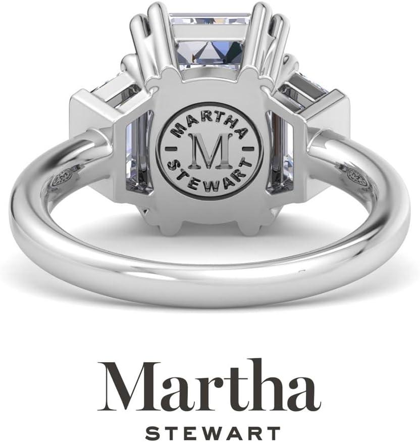 imageMartha Stewart 5 Carat Lab Grown Diamond Ring Three Stone Diamond Engagement Ring in 14 Karat Goldwhitegold