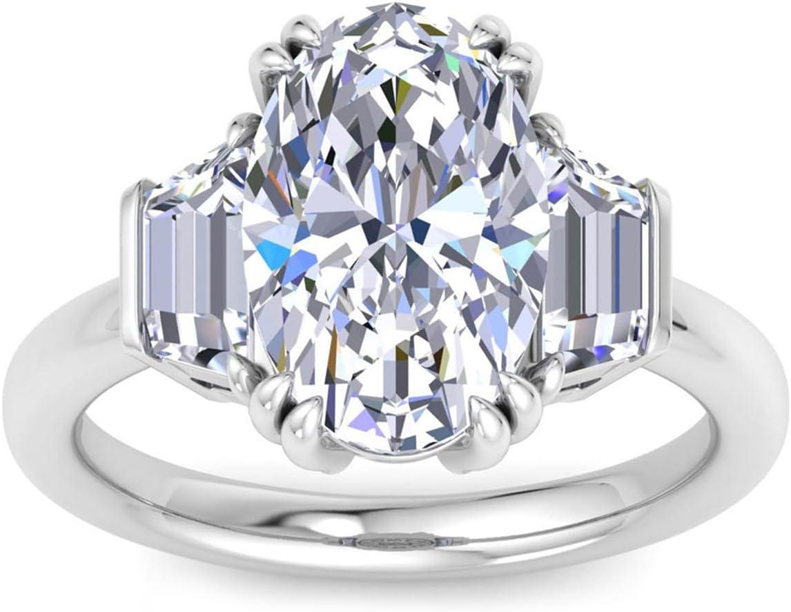 imageMartha Stewart 5 Carat Lab Grown Diamond Ring Three Stone Diamond Engagement Ring in 14 Karat Goldwhitegold