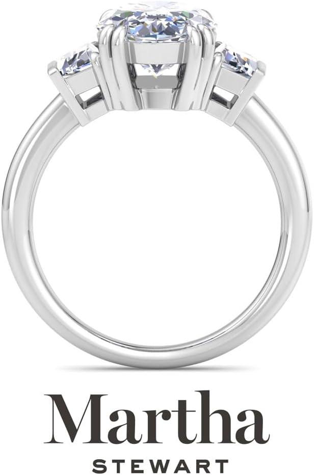 imageMartha Stewart 5 Carat Lab Grown Diamond Ring Three Stone Diamond Engagement Ring in 14 Karat Goldwhitegold
