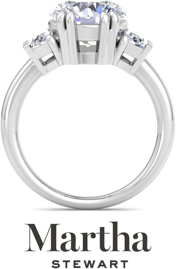 imageMartha Stewart 5 Carat Lab Grown Diamond Ring Three Stone Diamond Engagement Ring in 14 Karat Goldwhitegold