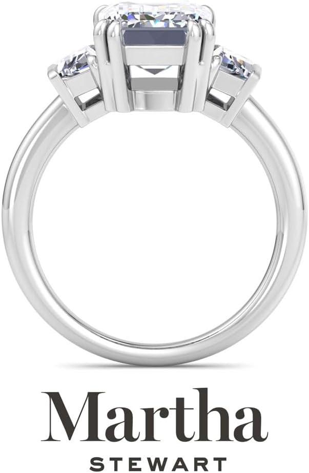 imageMartha Stewart 5 Carat Lab Grown Diamond Ring Three Stone Diamond Engagement Ring in 14 Karat Goldwhitegold
