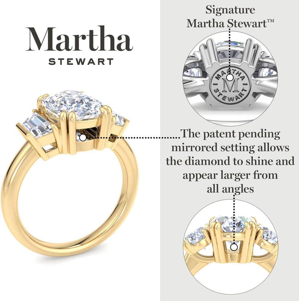 imageMartha Stewart 5 Carat Lab Grown Diamond Ring Three Stone Diamond Engagement Ring in 14 Karat Goldwhitegold