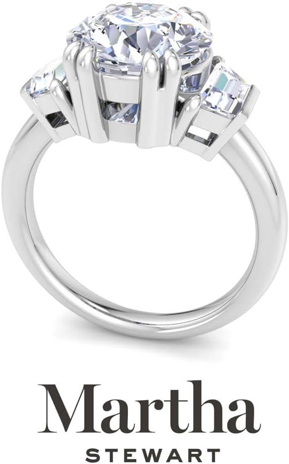imageMartha Stewart 5 Carat Lab Grown Diamond Ring Three Stone Diamond Engagement Ring in 14 Karat Goldwhitegold