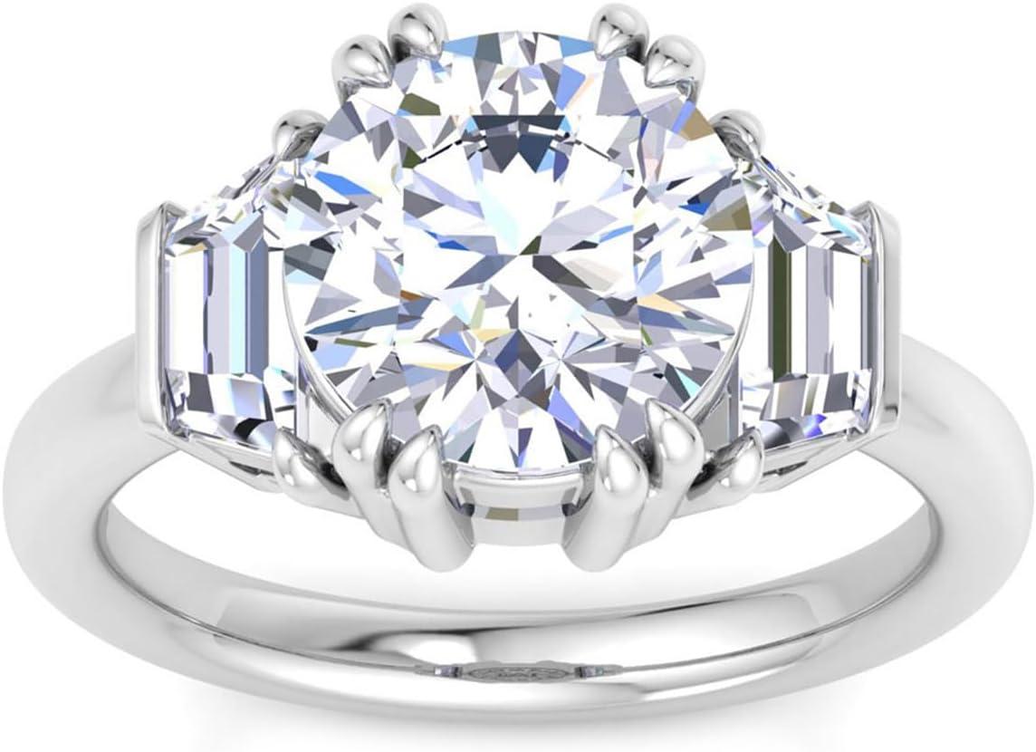 imageMartha Stewart 5 Carat Lab Grown Diamond Ring Three Stone Diamond Engagement Ring in 14 Karat Goldwhitegold