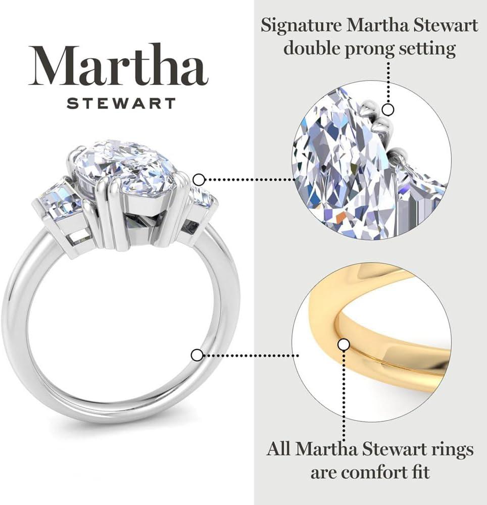 imageMartha Stewart 5 Carat Lab Grown Diamond Ring Three Stone Diamond Engagement Ring in 14 Karat Goldwhitegold