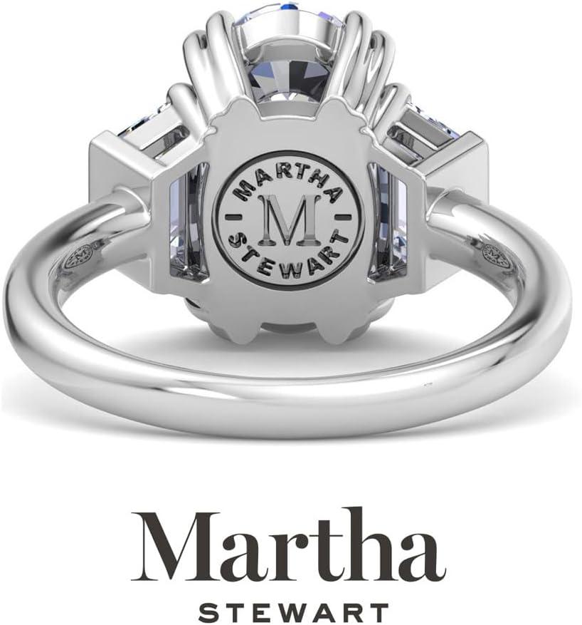 imageMartha Stewart 5 Carat Lab Grown Diamond Ring Three Stone Diamond Engagement Ring in 14 Karat Goldwhitegold