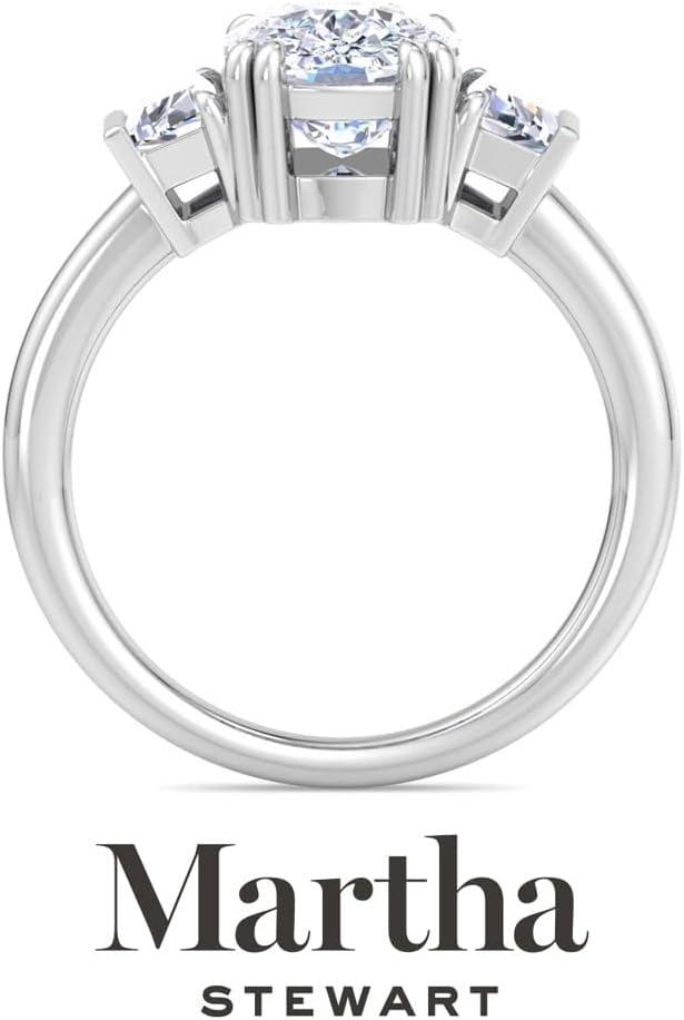 imageMartha Stewart 5 Carat Lab Grown Diamond Ring Three Stone Diamond Engagement Ring in 14 Karat Goldwhitegold