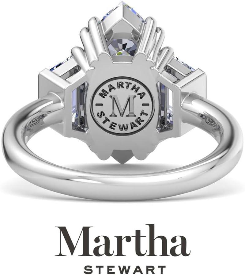 imageMartha Stewart 5 Carat Lab Grown Diamond Ring Three Stone Diamond Engagement Ring in 14 Karat Goldwhitegold