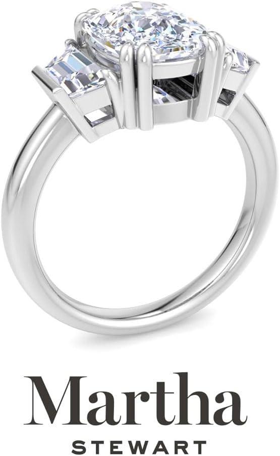 imageMartha Stewart 5 Carat Lab Grown Diamond Ring Three Stone Diamond Engagement Ring in 14 Karat Goldwhitegold