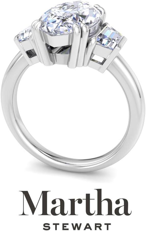 imageMartha Stewart 5 Carat Lab Grown Diamond Ring Three Stone Diamond Engagement Ring in 14 Karat Goldwhitegold