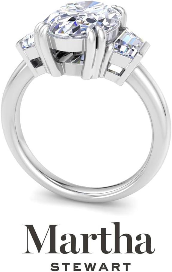 imageMartha Stewart 5 Carat Lab Grown Diamond Ring Three Stone Diamond Engagement Ring in 14 Karat Goldwhitegold
