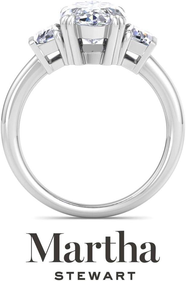 imageMartha Stewart 5 Carat Lab Grown Diamond Ring Three Stone Diamond Engagement Ring in 14 Karat Goldwhitegold