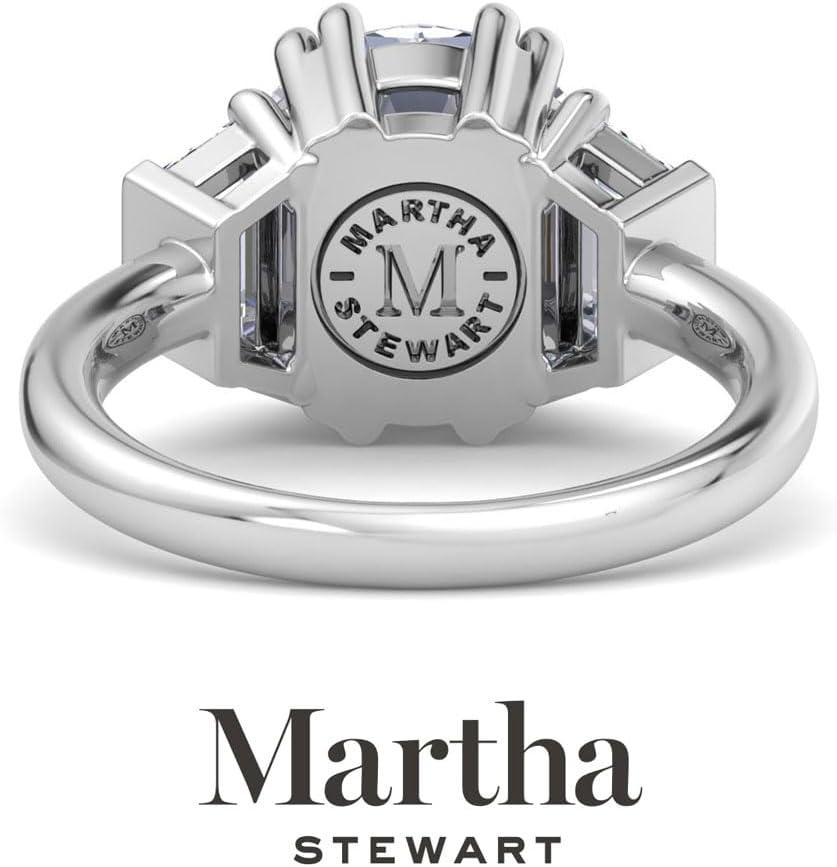 imageMartha Stewart 5 Carat Lab Grown Diamond Ring Three Stone Diamond Engagement Ring in 14 Karat Goldwhitegold