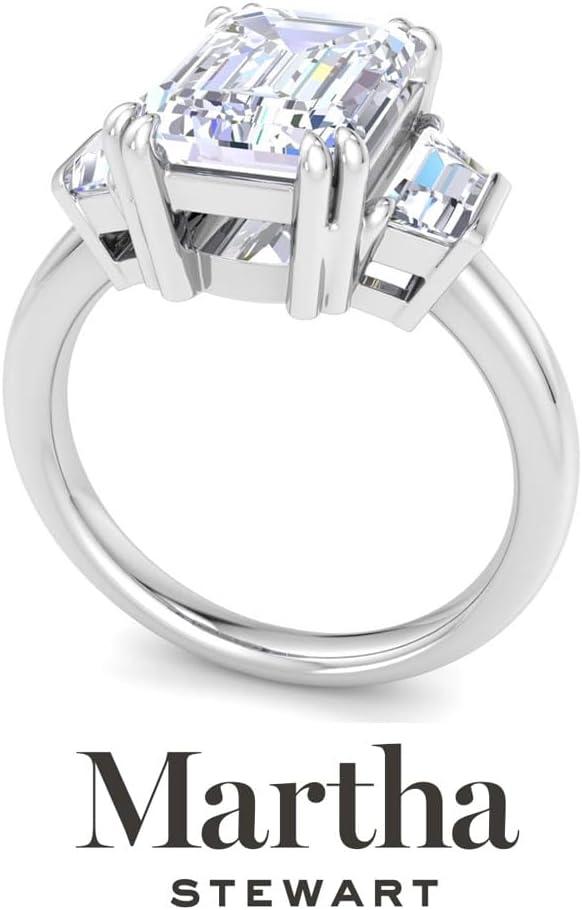 imageMartha Stewart 5 Carat Lab Grown Diamond Ring Three Stone Diamond Engagement Ring in 14 Karat Goldwhitegold