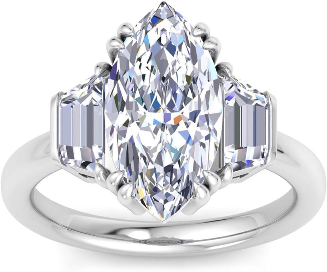 imageMartha Stewart 5 Carat Lab Grown Diamond Ring Three Stone Diamond Engagement Ring in 14 Karat Goldwhitegold