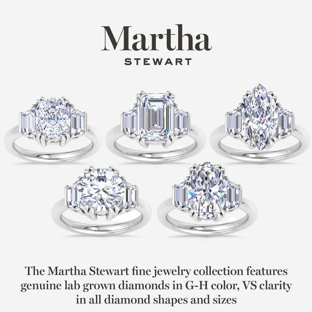 imageMartha Stewart 5 Carat Lab Grown Diamond Ring Three Stone Diamond Engagement Ring in 14 Karat Goldwhitegold
