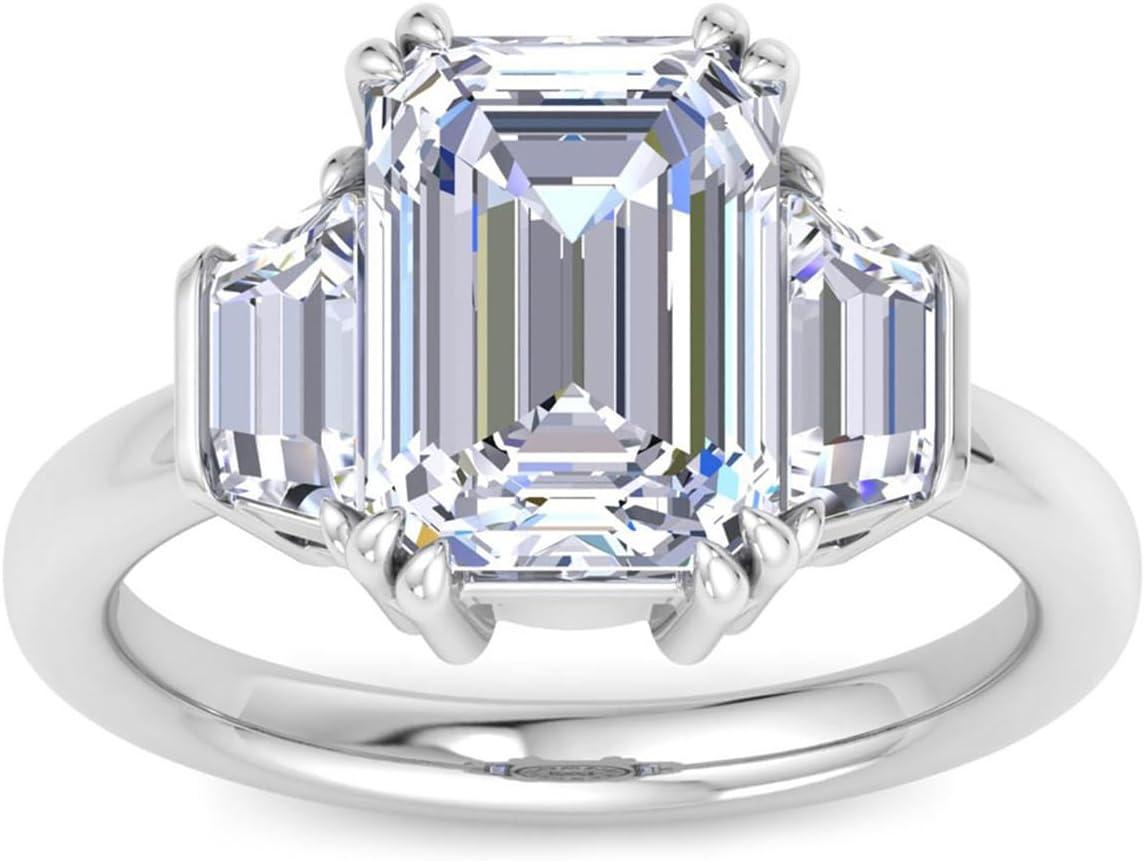 imageMartha Stewart 5 Carat Lab Grown Diamond Ring Three Stone Diamond Engagement Ring in 14 Karat Goldwhitegold