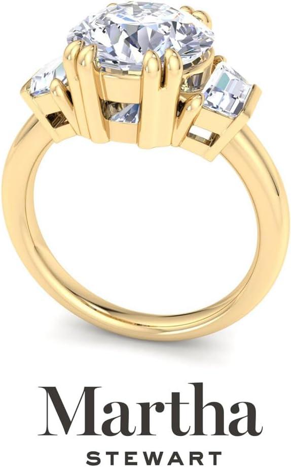 imageMartha Stewart 5 Carat Lab Grown Diamond Ring Three Stone Diamond Engagement Ring in 14 Karat Goldyellowgold