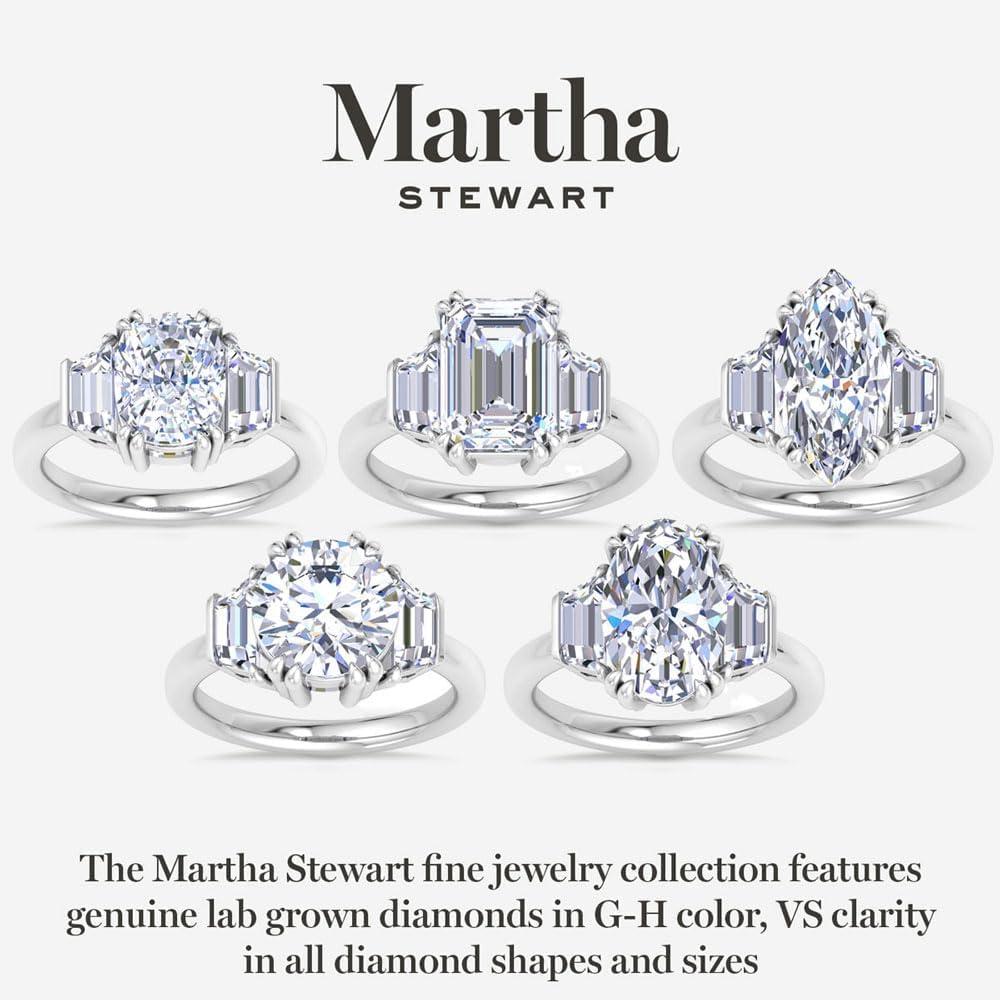 imageMartha Stewart 5 Carat Lab Grown Diamond Ring Three Stone Diamond Engagement Ring in 14 Karat Goldyellowgold