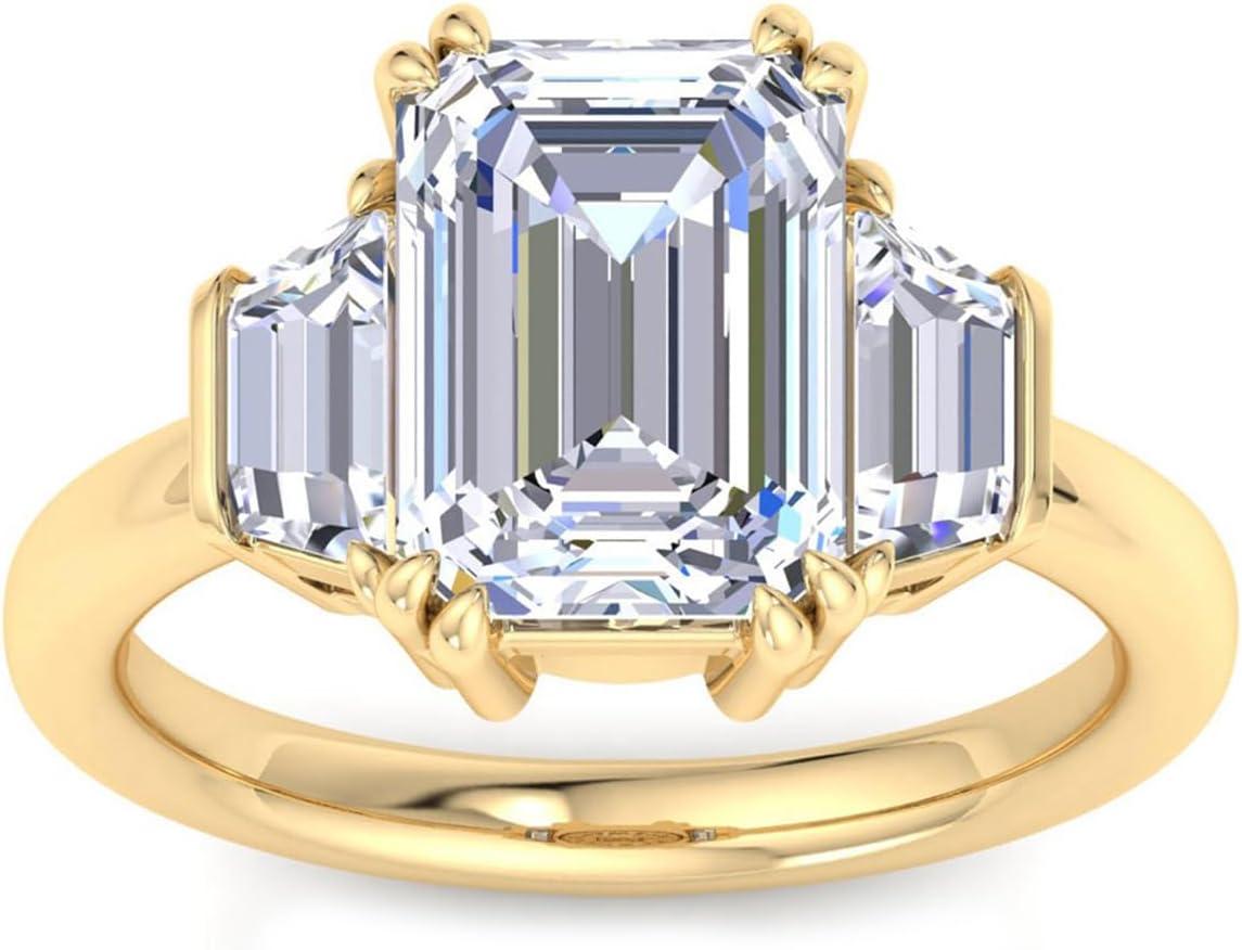 imageMartha Stewart 5 Carat Lab Grown Diamond Ring Three Stone Diamond Engagement Ring in 14 Karat Goldyellowgold