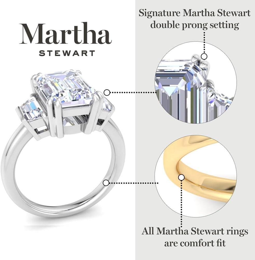 imageMartha Stewart 5 Carat Lab Grown Diamond Ring Three Stone Diamond Engagement Ring in 14 Karat Goldyellowgold