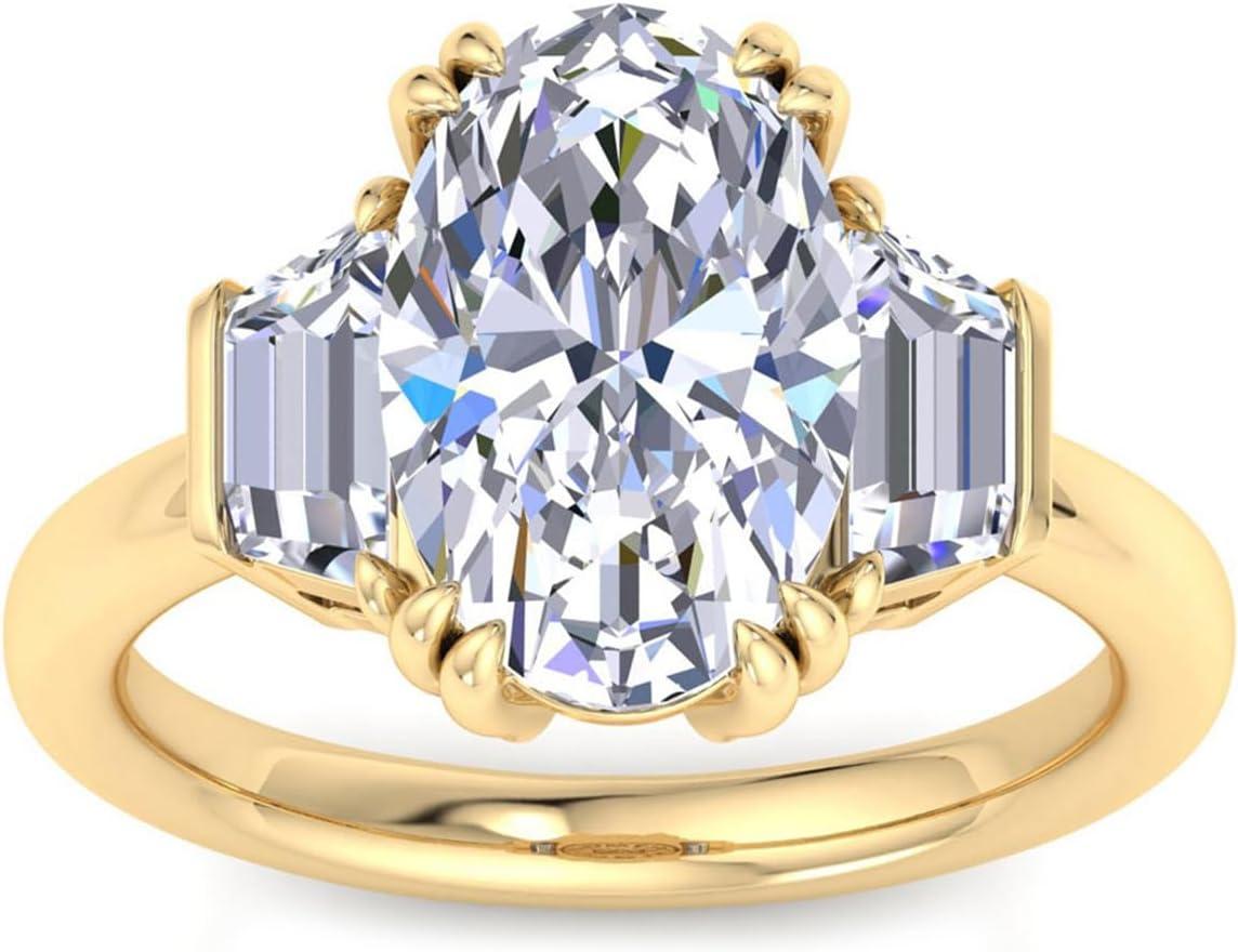 imageMartha Stewart 5 Carat Lab Grown Diamond Ring Three Stone Diamond Engagement Ring in 14 Karat Goldyellowgold