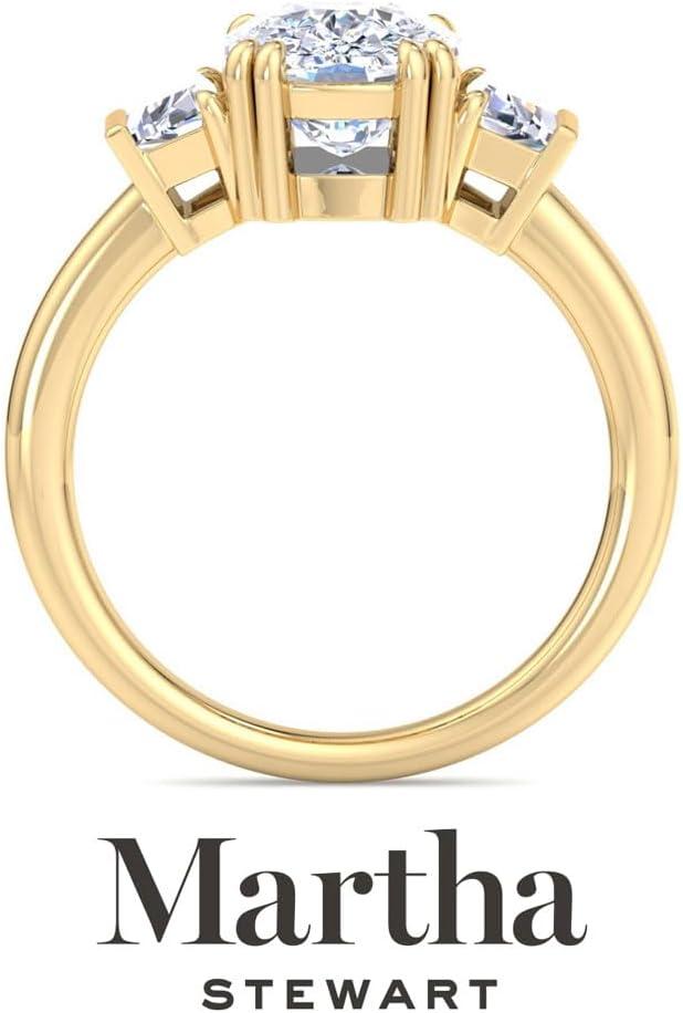imageMartha Stewart 5 Carat Lab Grown Diamond Ring Three Stone Diamond Engagement Ring in 14 Karat Goldyellowgold