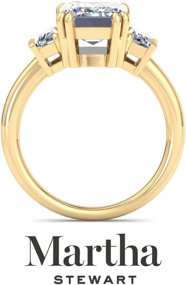 imageMartha Stewart 5 Carat Lab Grown Diamond Ring Three Stone Diamond Engagement Ring in 14 Karat Goldyellowgold