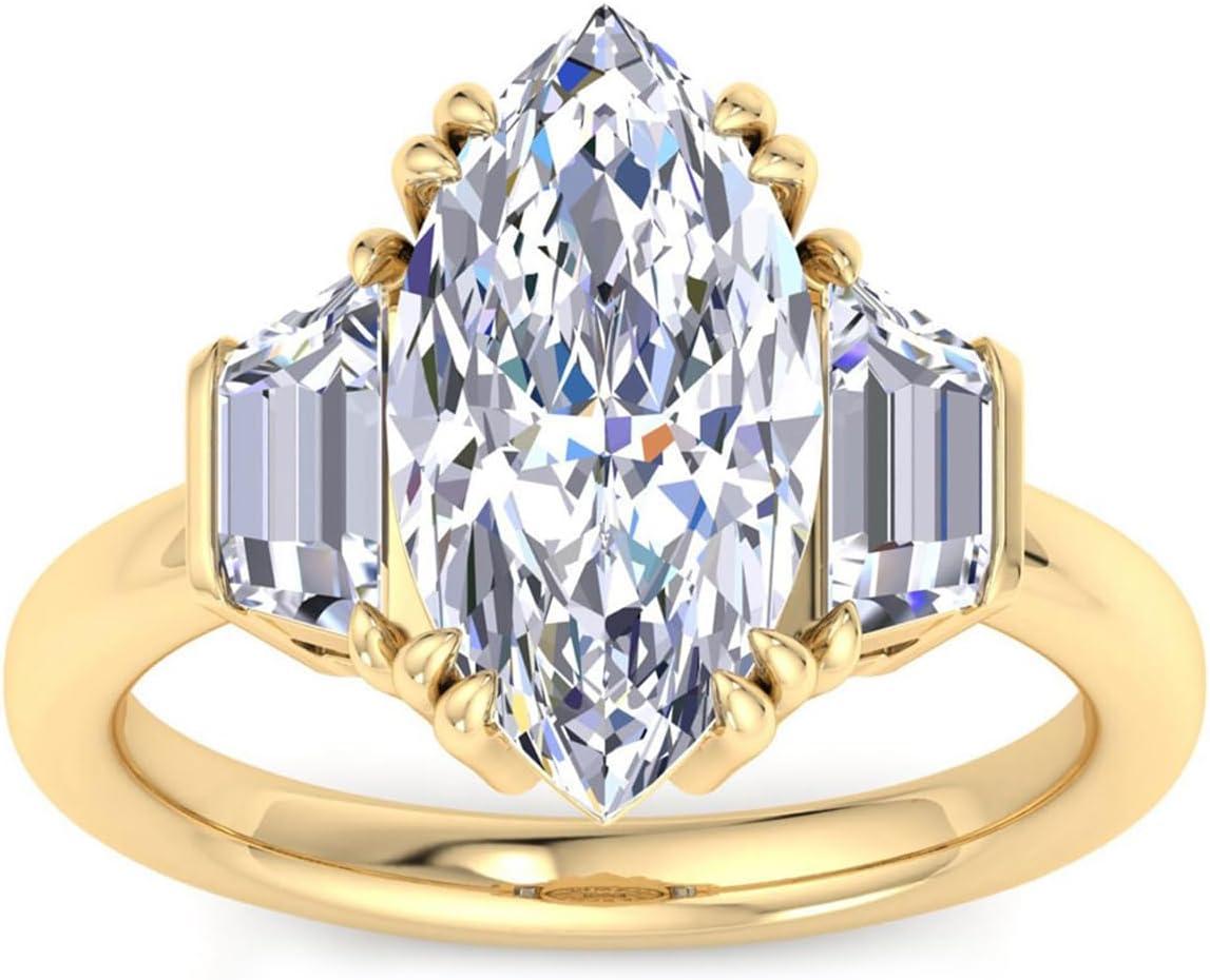 imageMartha Stewart 5 Carat Lab Grown Diamond Ring Three Stone Diamond Engagement Ring in 14 Karat Goldyellowgold