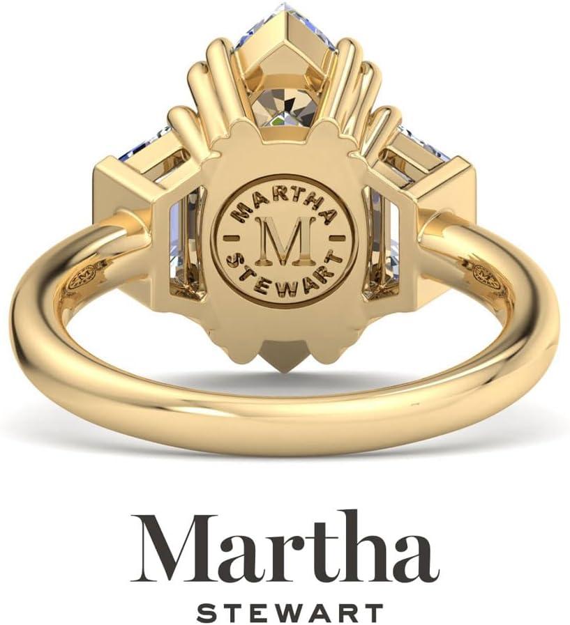 imageMartha Stewart 5 Carat Lab Grown Diamond Ring Three Stone Diamond Engagement Ring in 14 Karat Goldyellowgold