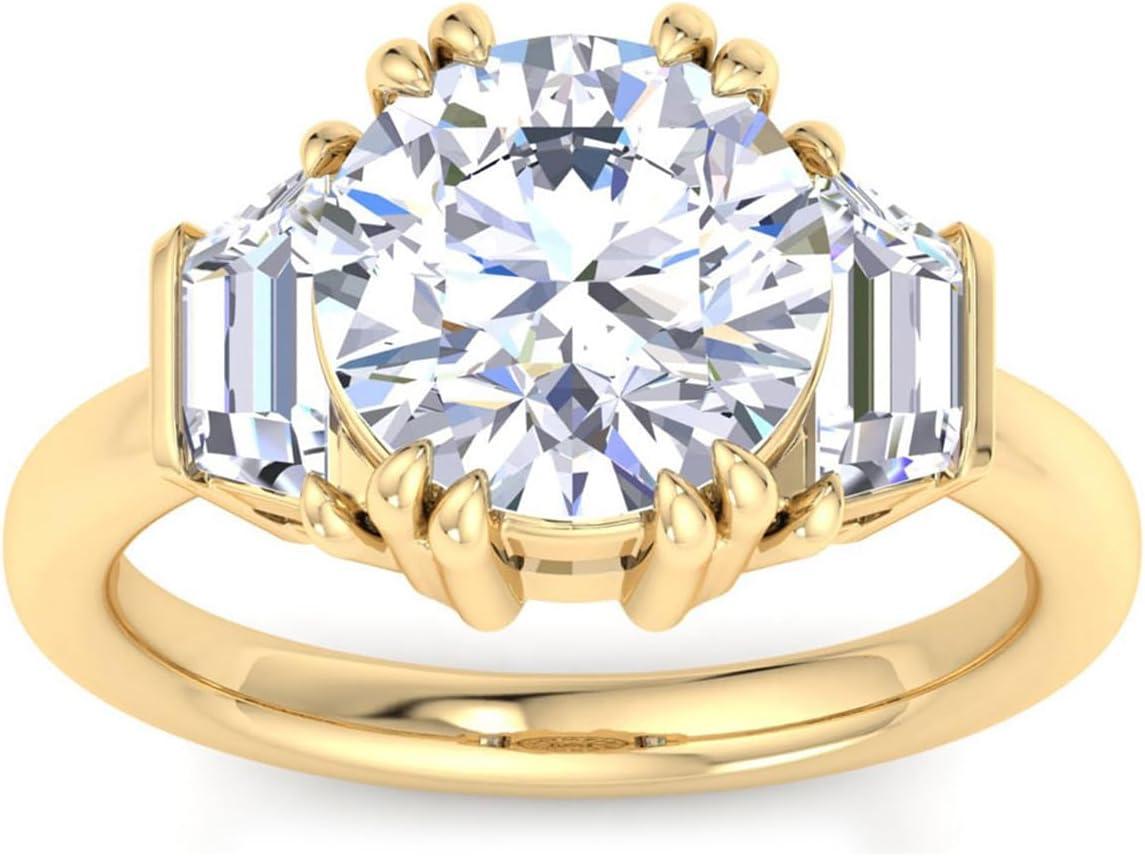 imageMartha Stewart 5 Carat Lab Grown Diamond Ring Three Stone Diamond Engagement Ring in 14 Karat Goldyellowgold
