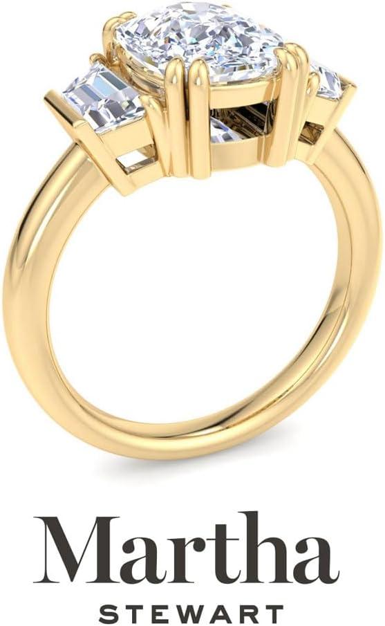 imageMartha Stewart 5 Carat Lab Grown Diamond Ring Three Stone Diamond Engagement Ring in 14 Karat Goldyellowgold