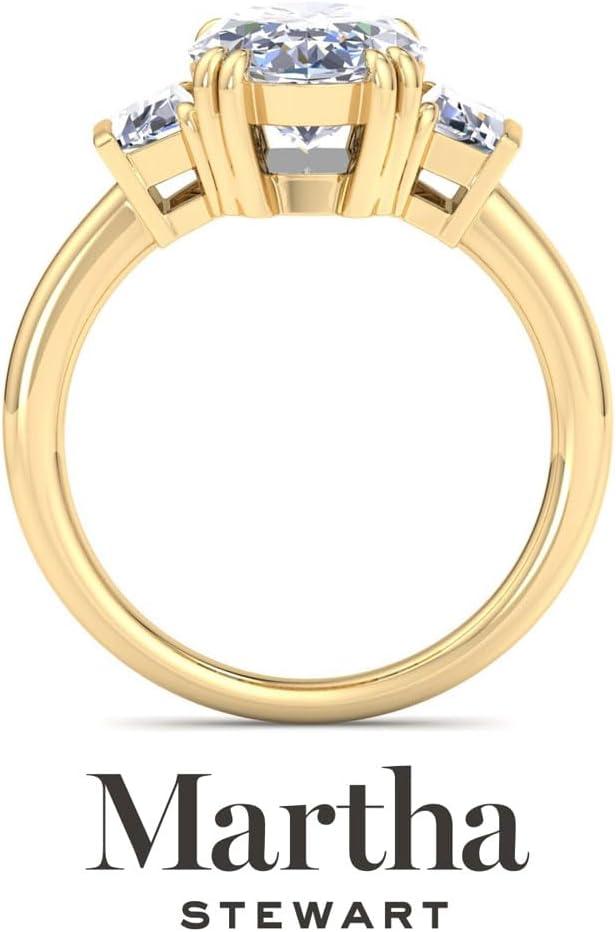 imageMartha Stewart 5 Carat Lab Grown Diamond Ring Three Stone Diamond Engagement Ring in 14 Karat Goldyellowgold