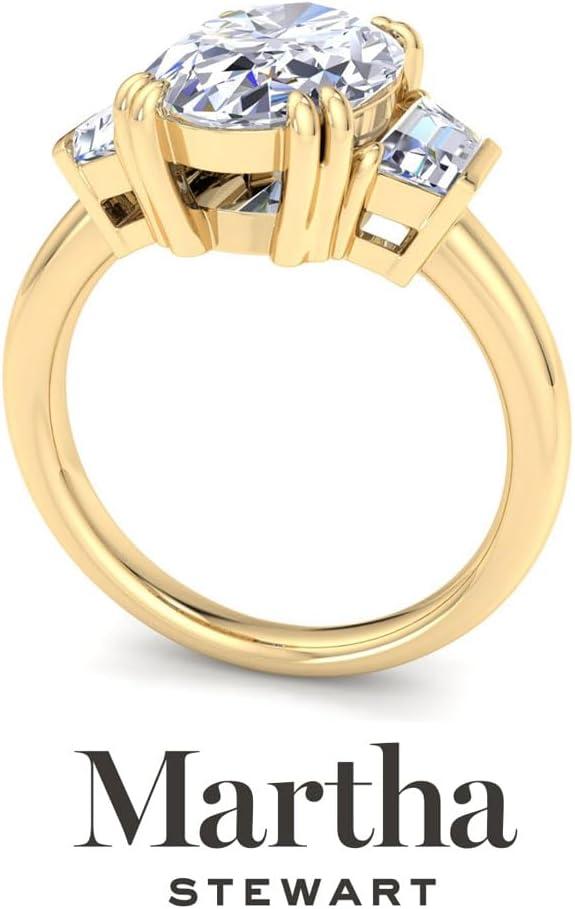 imageMartha Stewart 5 Carat Lab Grown Diamond Ring Three Stone Diamond Engagement Ring in 14 Karat Goldyellowgold