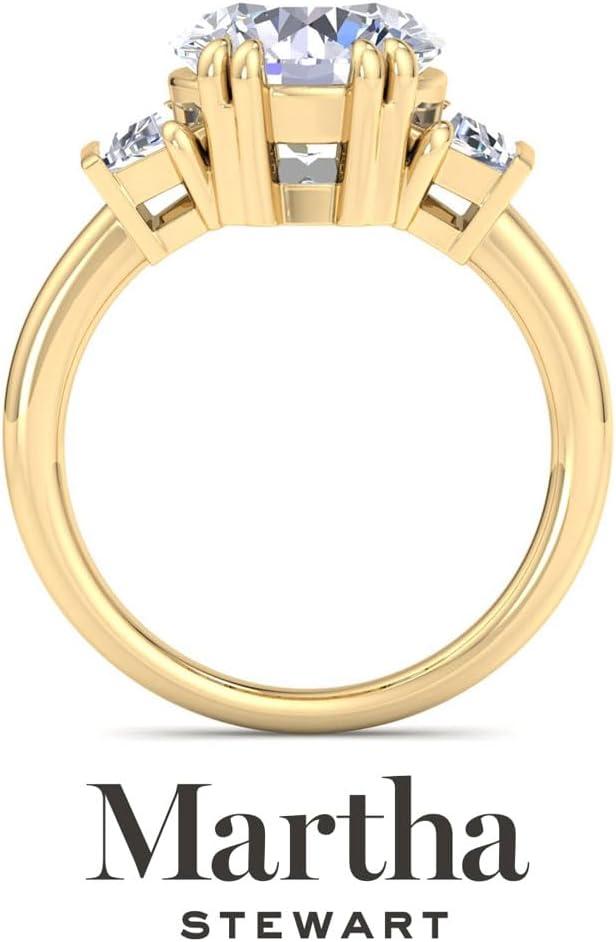 imageMartha Stewart 5 Carat Lab Grown Diamond Ring Three Stone Diamond Engagement Ring in 14 Karat Goldyellowgold