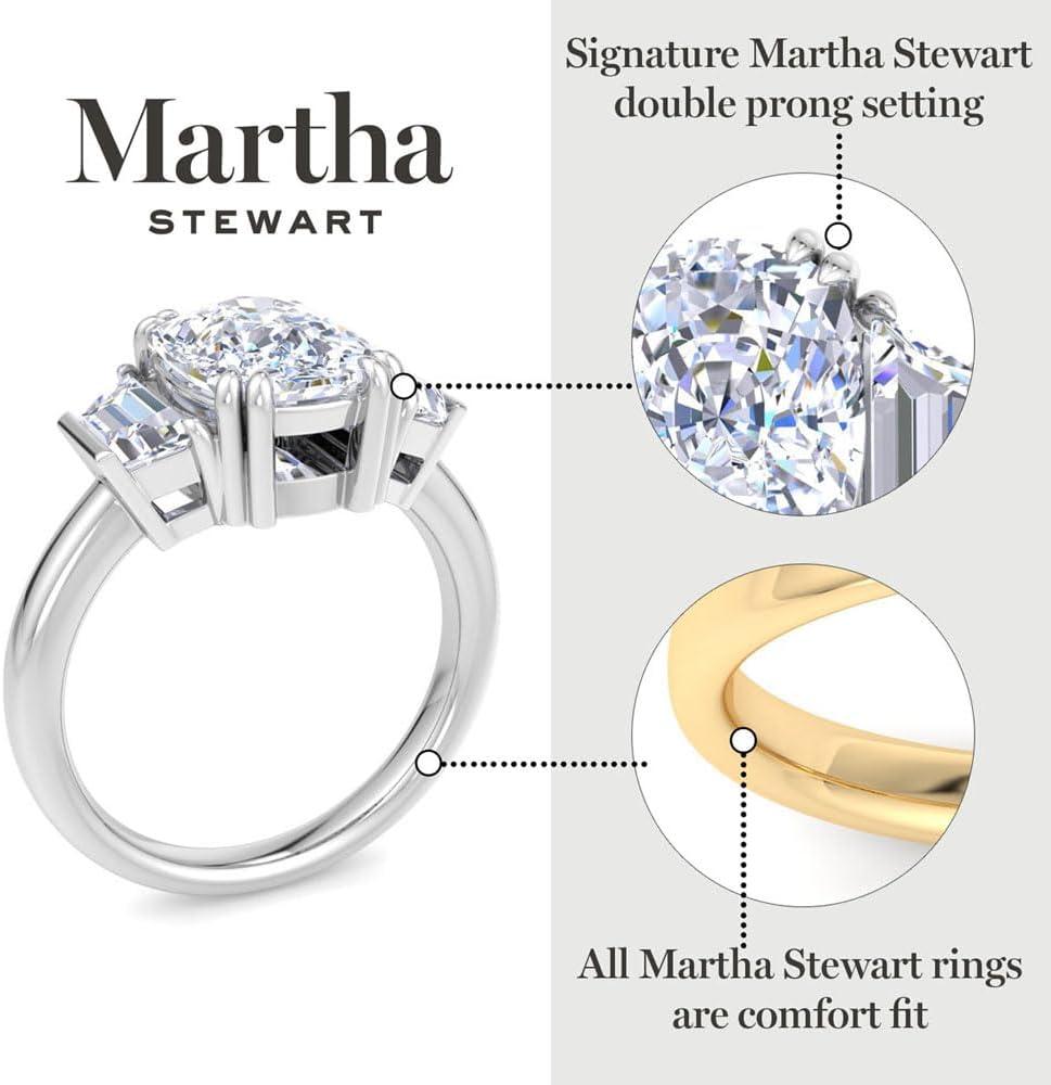imageMartha Stewart 5 Carat Lab Grown Diamond Ring Three Stone Diamond Engagement Ring in 14 Karat Goldyellowgold