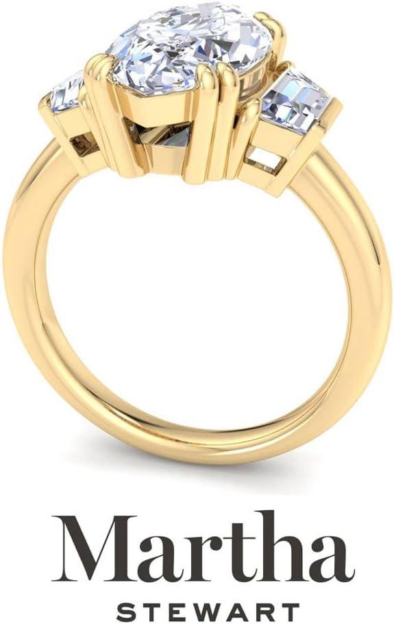 imageMartha Stewart 5 Carat Lab Grown Diamond Ring Three Stone Diamond Engagement Ring in 14 Karat Goldyellowgold