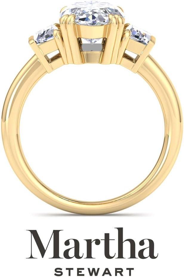 imageMartha Stewart 5 Carat Lab Grown Diamond Ring Three Stone Diamond Engagement Ring in 14 Karat Goldyellowgold