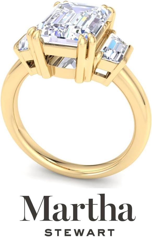 imageMartha Stewart 5 Carat Lab Grown Diamond Ring Three Stone Diamond Engagement Ring in 14 Karat Goldyellowgold