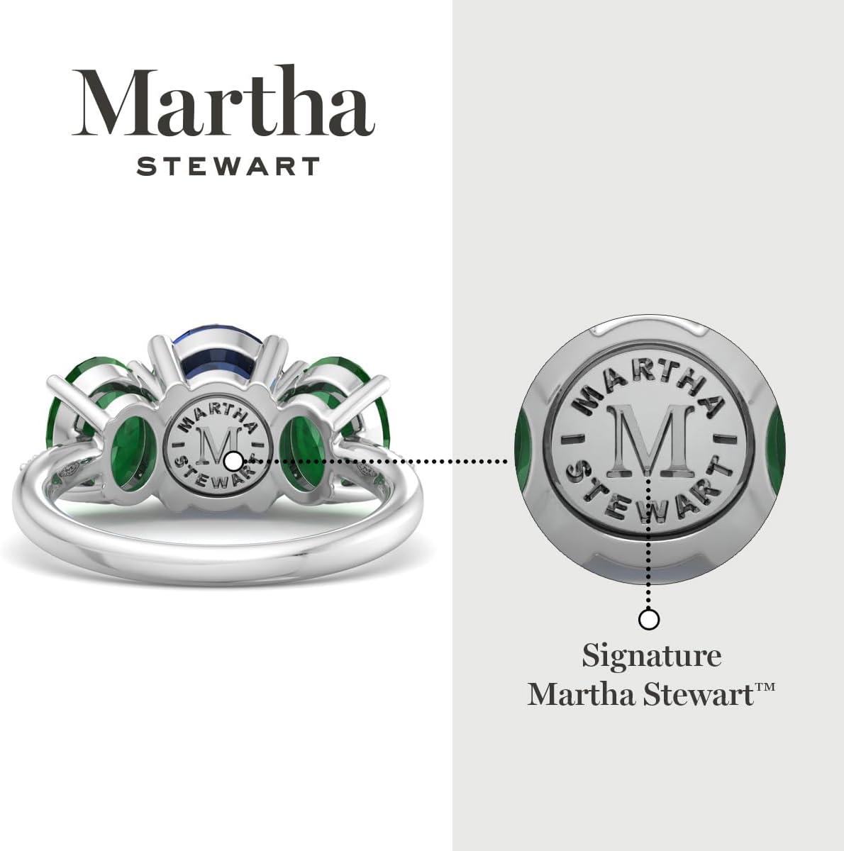 imageMartha Stewart 5 Carat Oval Shape Gemstone Three Stone Ring with Lab Grown Diamonds in Sterling Silver Choose Your GemstoneOption 10