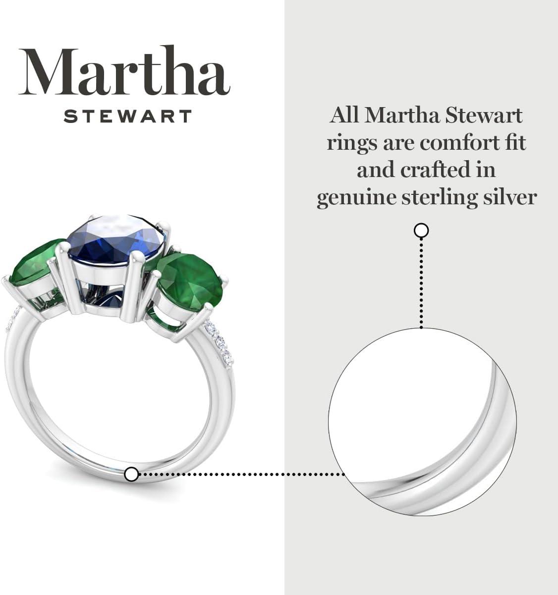 imageMartha Stewart 5 Carat Oval Shape Gemstone Three Stone Ring with Lab Grown Diamonds in Sterling Silver Choose Your GemstoneOption 10