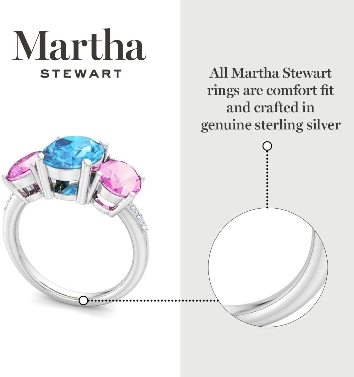 imageMartha Stewart 5 Carat Oval Shape Gemstone Three Stone Ring with Lab Grown Diamonds in Sterling Silver Choose Your GemstoneOption 4