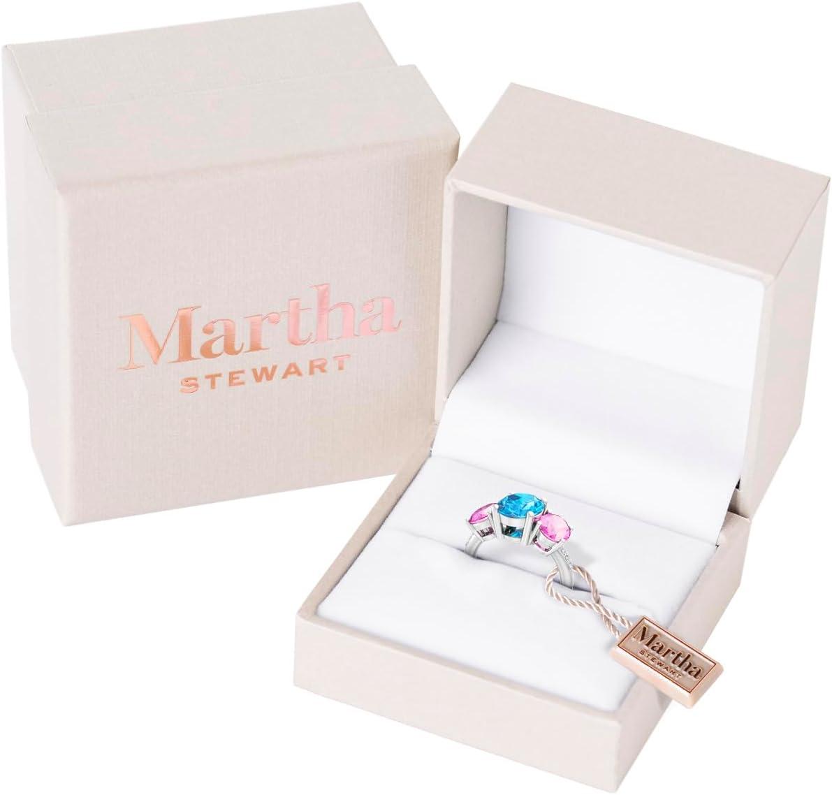 imageMartha Stewart 5 Carat Oval Shape Gemstone Three Stone Ring with Lab Grown Diamonds in Sterling Silver Choose Your GemstoneOption 4