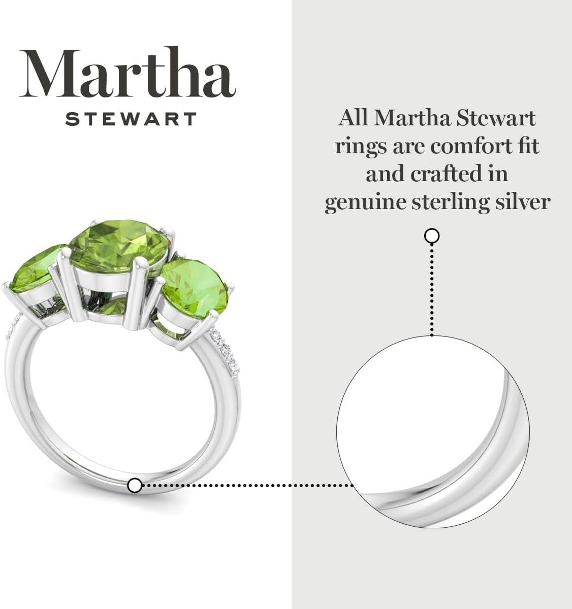 imageMartha Stewart 5 Carat Oval Shape Gemstone Three Stone Ring with Lab Grown Diamonds in Sterling Silver Choose Your GemstoneOption 5