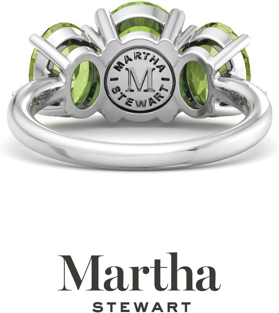 imageMartha Stewart 5 Carat Oval Shape Gemstone Three Stone Ring with Lab Grown Diamonds in Sterling Silver Choose Your GemstoneOption 5