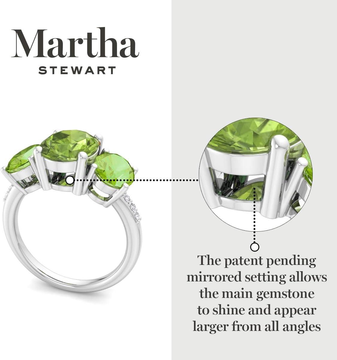 imageMartha Stewart 5 Carat Oval Shape Gemstone Three Stone Ring with Lab Grown Diamonds in Sterling Silver Choose Your GemstoneOption 5