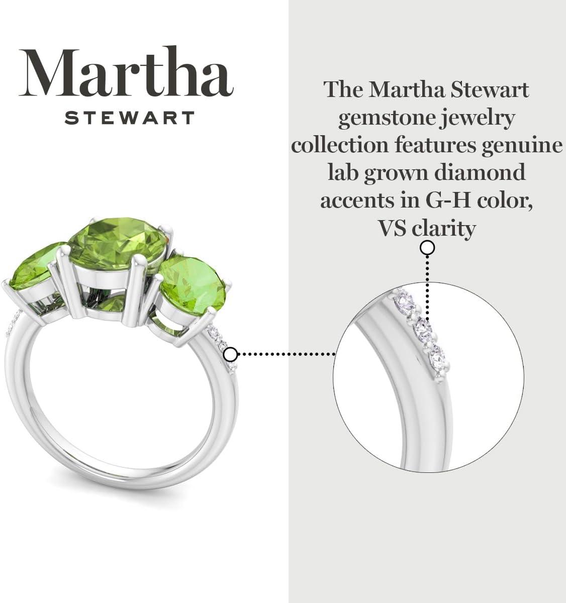 imageMartha Stewart 5 Carat Oval Shape Gemstone Three Stone Ring with Lab Grown Diamonds in Sterling Silver Choose Your GemstoneOption 5