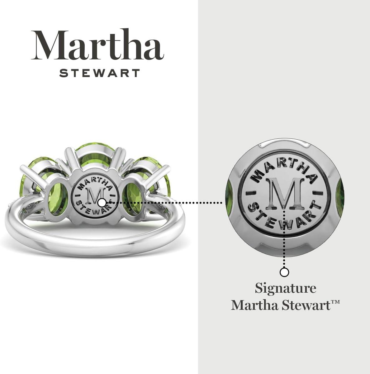 imageMartha Stewart 5 Carat Oval Shape Gemstone Three Stone Ring with Lab Grown Diamonds in Sterling Silver Choose Your GemstoneOption 5