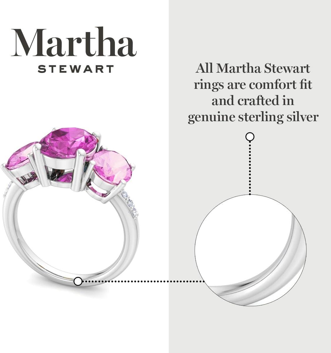 imageMartha Stewart 5 Carat Oval Shape Gemstone Three Stone Ring with Lab Grown Diamonds in Sterling Silver Choose Your GemstoneOption 6